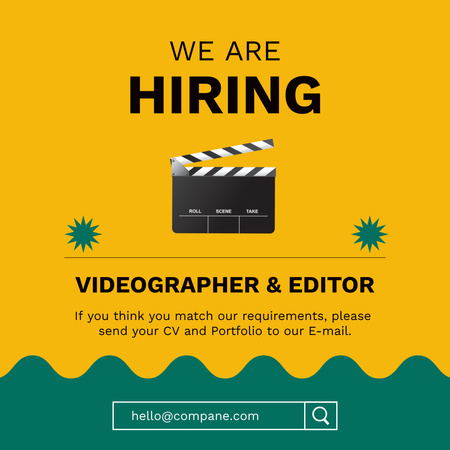 Platilla de diseño We are Hiring Videographer and Editor Instagram