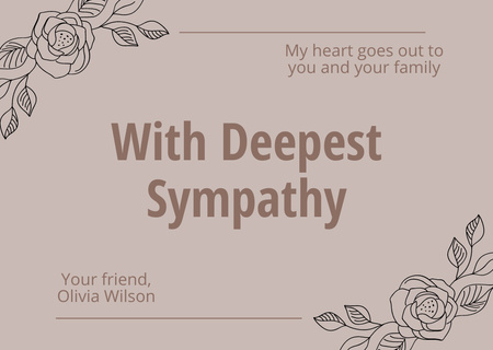 Card With Deepest Sympathy Card Design Template