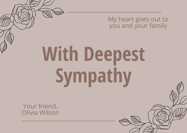 Plantilla de diseño de Card With Deepest Sympathy Card 