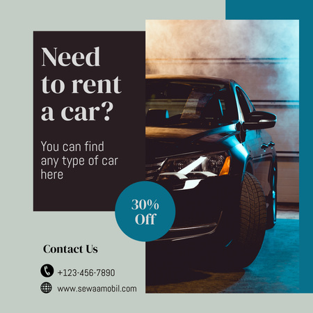 Designvorlage Car Rental Discount für Instagram