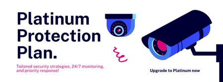 Ontwerpsjabloon van Facebook cover van Platinabeschermingsplan met CCTV-technologieën