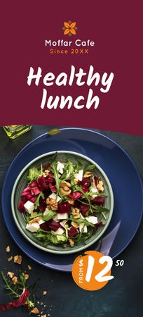 Offer of Healthy Lunch with Salad on Plate Flyer 3.75x8.25in Šablona návrhu