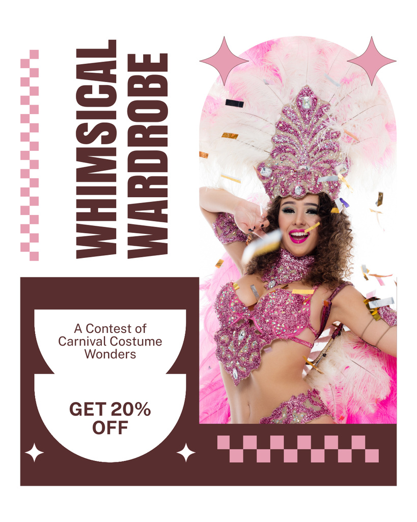 Whimsical Costume Carnival Contest With Discount Instagram Post Vertical Πρότυπο σχεδίασης