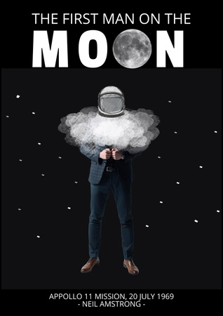 Presentation on First Man on Moon Poster Design Template