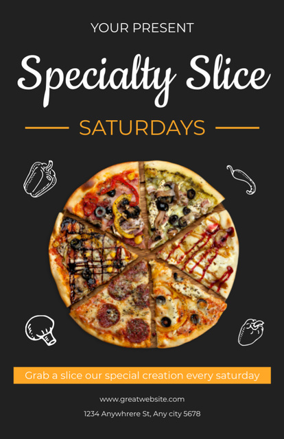 Special Offer of Sliced Pizza Recipe Card – шаблон для дизайна