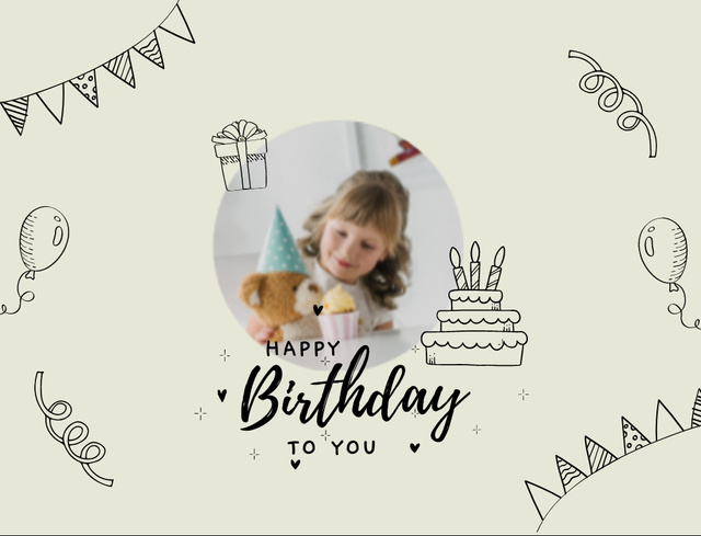 Plantilla de diseño de Bright Birthday Holiday Celebration with Cute Little Girl Postcard 4.2x5.5in 