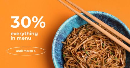 Menu Discount Offer with Noodles Facebook AD Design Template