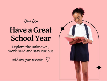 Ontwerpsjabloon van Postcard 4.2x5.5in van Back to School Lovely Greeting In Pink