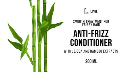 Hair Cosmetics Ad with Illustration of Bamboo Label 3.5x2in Design Template