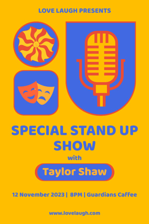 Erityinen Stand-Up Show mikrofonin ja naamarien kanssa Tumblr Design Template