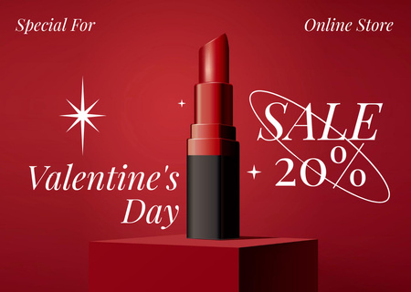 Valentine's Day Red Lipstick Discount Offer Card Design Template