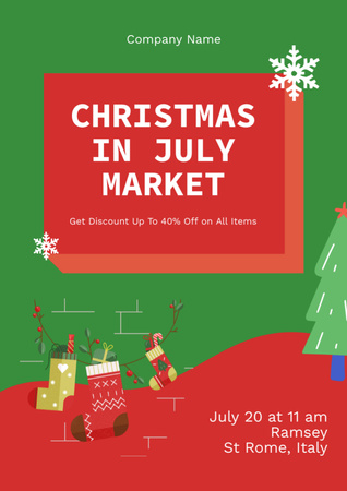 Summer Christmas Market with Stockings Flyer A4 Design Template