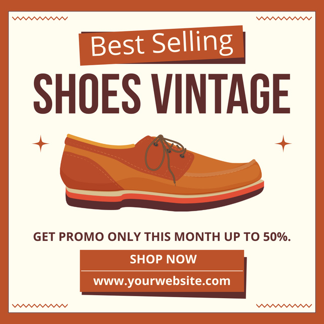 Vintage Male Shoes With Discounts By Promo Code Instagram AD Πρότυπο σχεδίασης