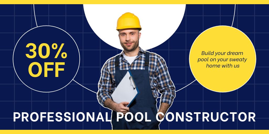 Designvorlage Professional Pool Constructor Services für Twitter