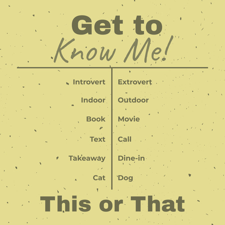 Get To Know Me Quiz on Yellow Instagram Design Template