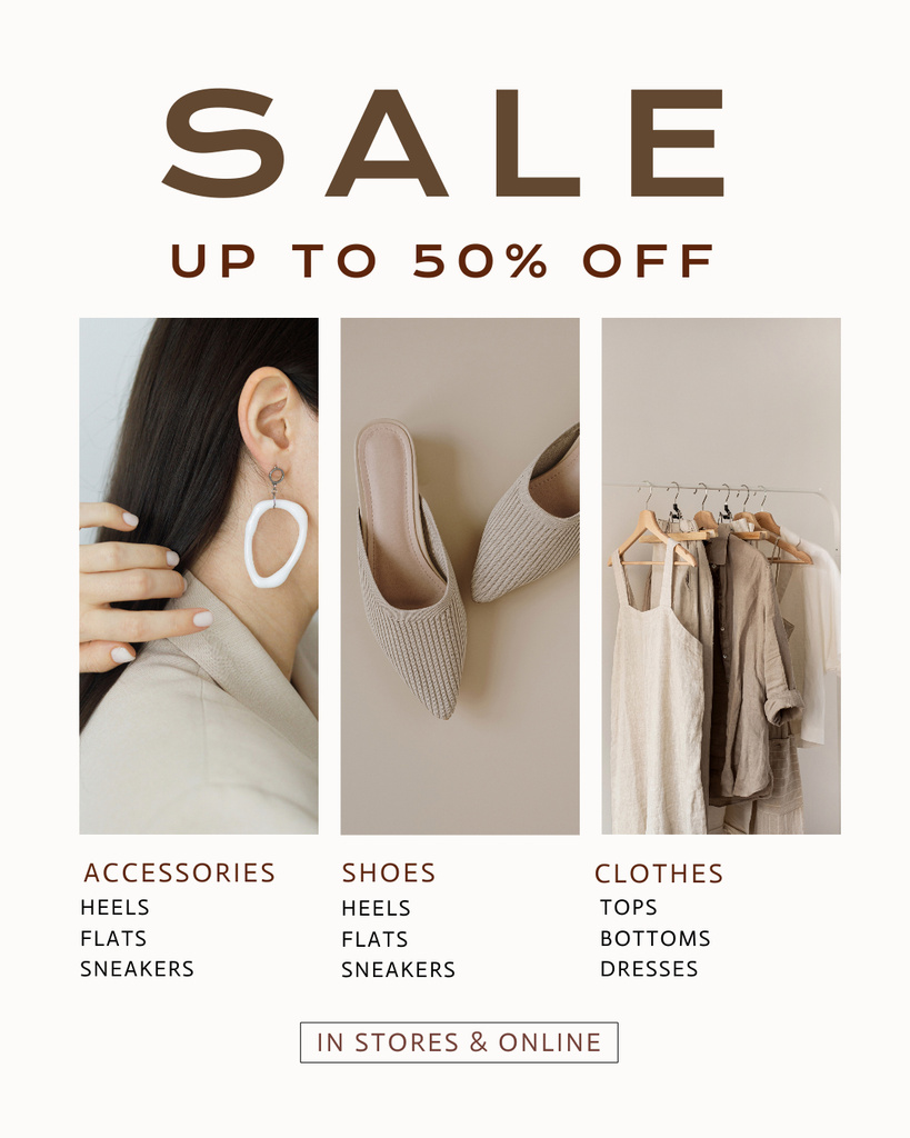 Designvorlage Sale of Stylish Clothes and Accessories für Instagram Post Vertical
