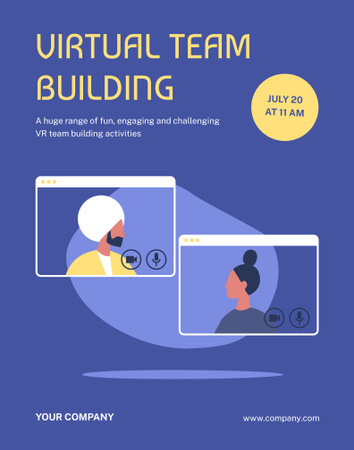 Virtual Team Building Announcement Poster 22x28in Tasarım Şablonu