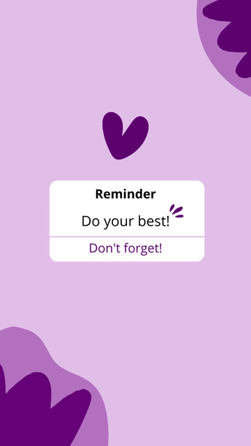 Inspirational Phrase with Cute Purple Heart Instagram Story Design Template