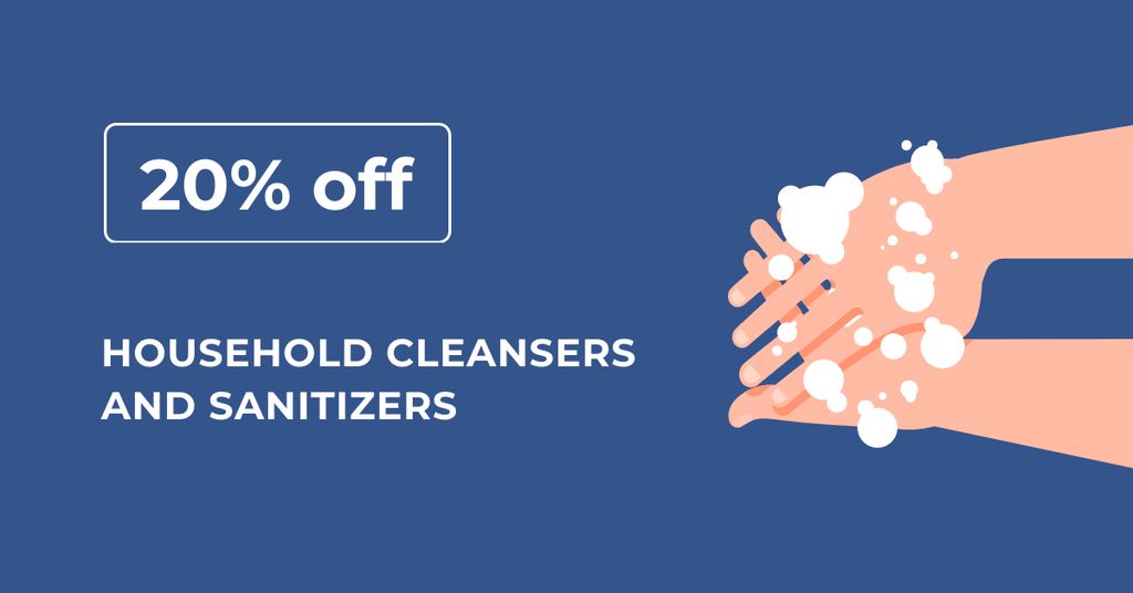 Cleansers ad with Hand Washing Facebook AD Design Template