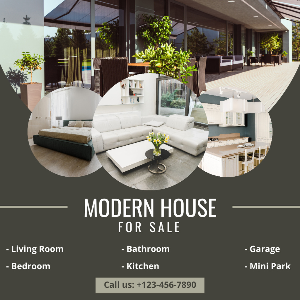 Szablon projektu Sale Offer of Modern House with Collage Instagram