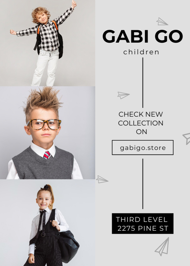 Children Clothing Collection Offer Invitation Modelo de Design