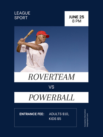 Baseball Tournament Announcement Poster 36x48in Design Template