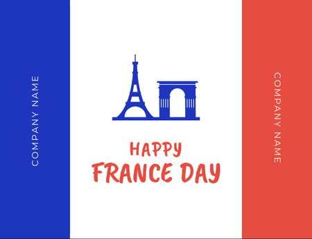 French National Day Celebration Announcement Postcard 4.2x5.5in Design Template