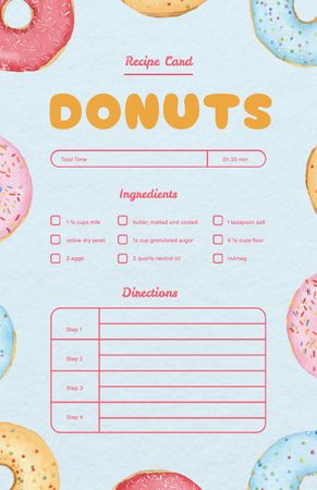 Yummy Donuts Cooking Steps Recipe Card Tasarım Şablonu