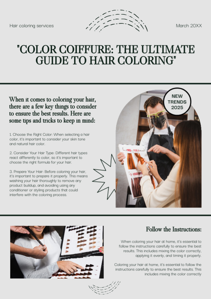 Woman choosing Hair Color in Beauty Salon Newsletter Design Template