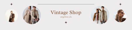 Designvorlage Vintage Store Ad with Fashionable Couple für Ebay Store Billboard