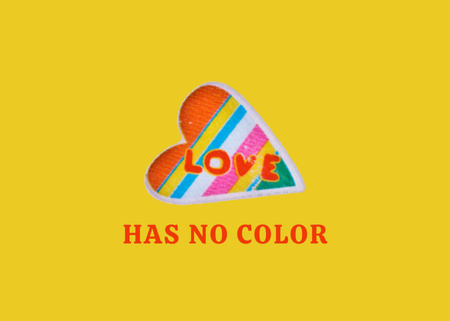 Designvorlage Satz über Liebe und Gleichheit mit Regenbogenherz für Postcard 5x7in