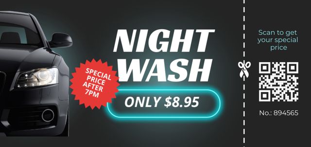 Low Price on Night Car Wash Coupon Din Large Design Template