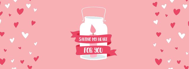 Ontwerpsjabloon van Facebook Video cover van Valentine's Day Card with Pink Candle in Glass Bank 