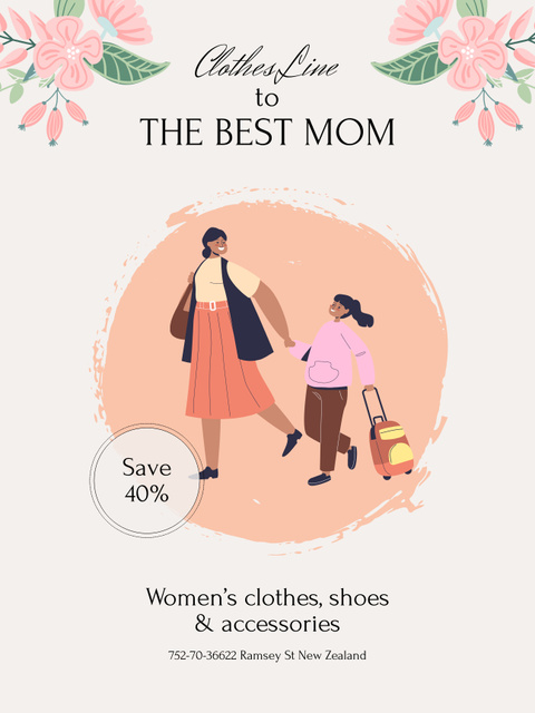 Designvorlage Greeting for Best Mom on Mother's Day für Poster US