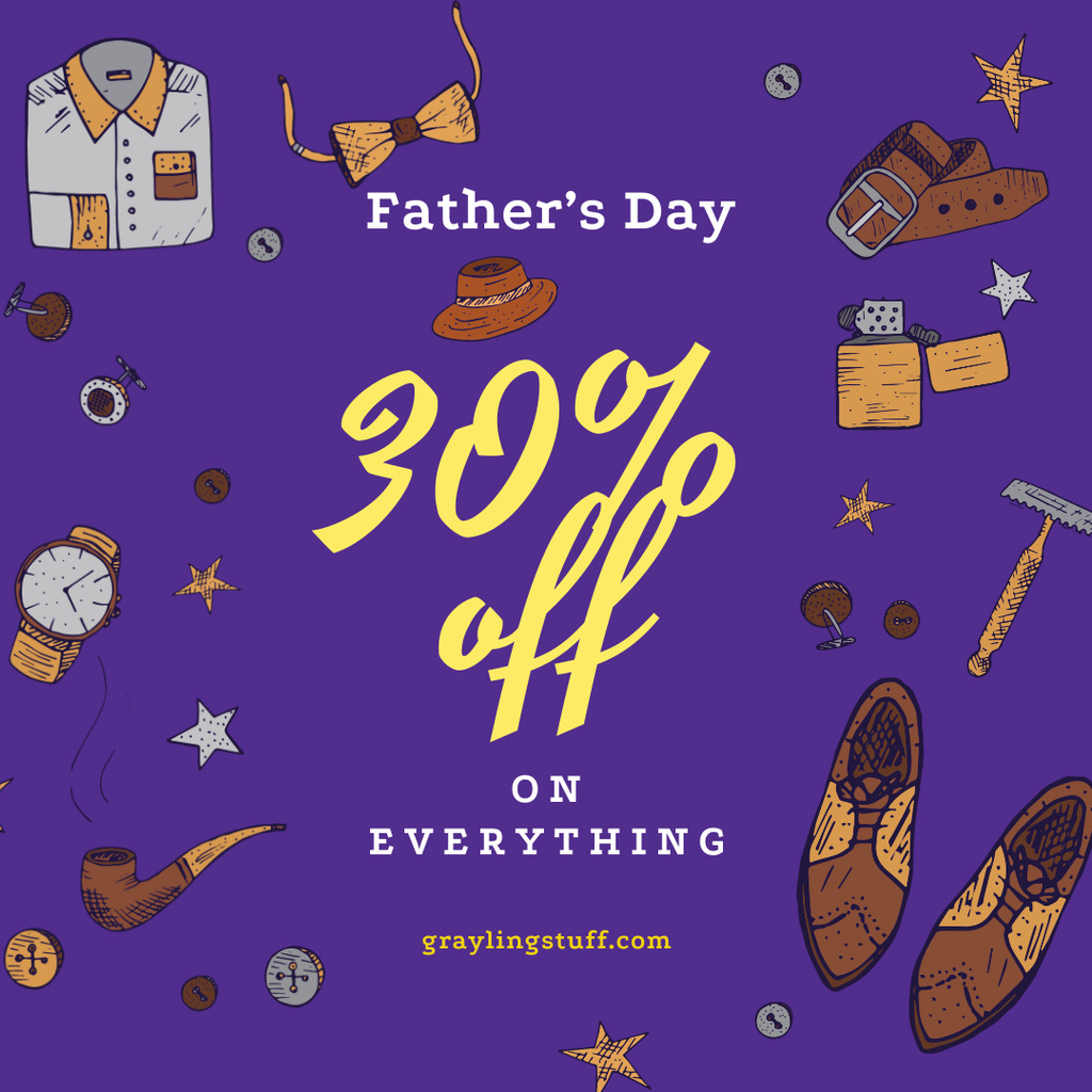 Stylish male accessories on Father's Day Instagram – шаблон для дизайна