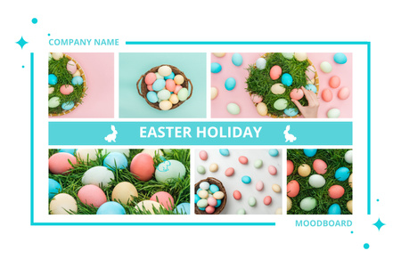 Designvorlage Ostern-Feiertags-Collage mit bunten Eiern für Mood Board