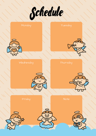 Weekly Planner with Cartoon Angels Schedule Planner – шаблон для дизайну