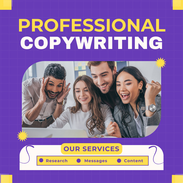 Professional Copywriting With Description Of Services Offer Instagram Πρότυπο σχεδίασης
