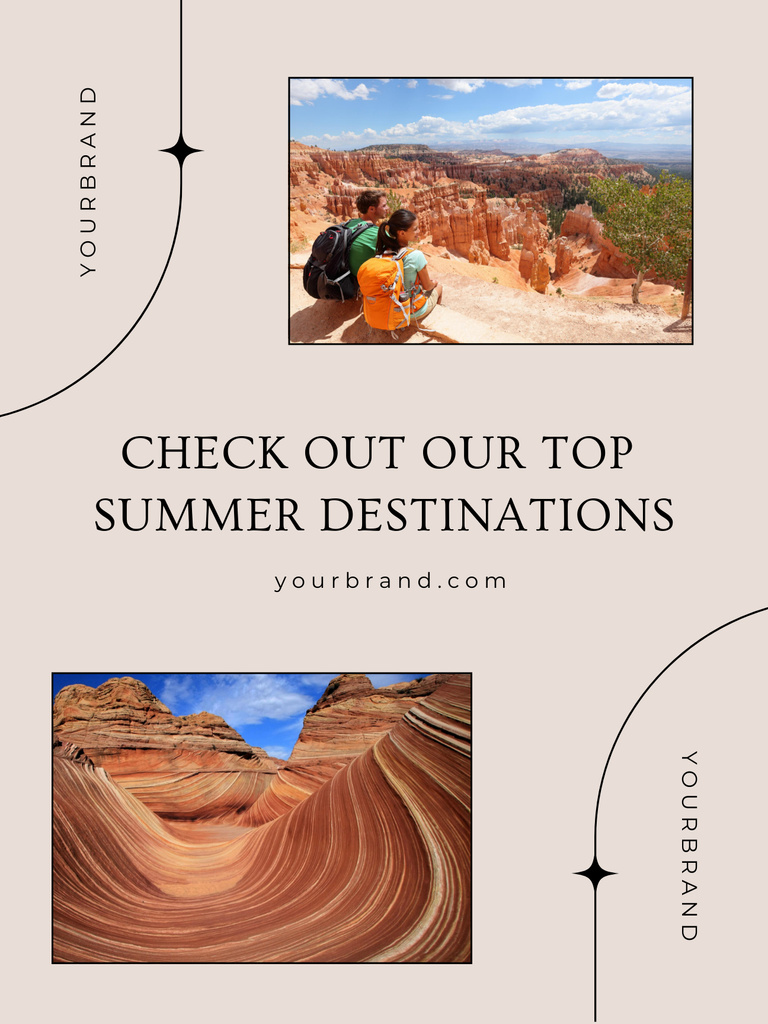 Designvorlage Top Travelling Destinations With Summer Landscape für Poster US