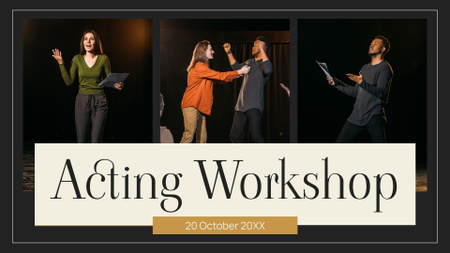 Photos of Actors during Workshop FB event cover Design Template