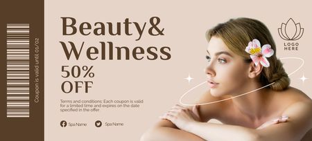 Beauty and Wellness Spa Services Coupon 3.75x8.25in Design Template
