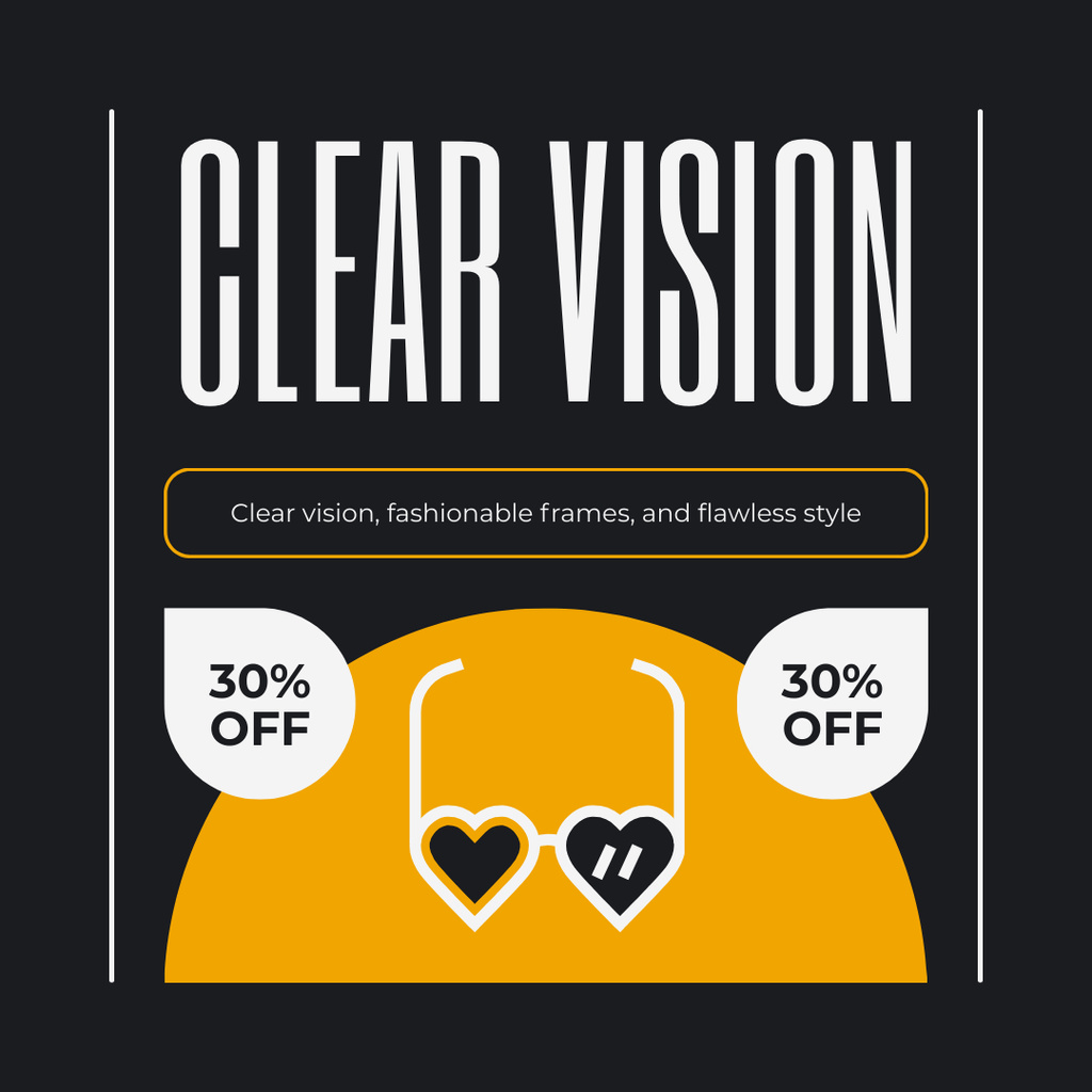 Discount on Glasses for Clear Vision Instagram Tasarım Şablonu