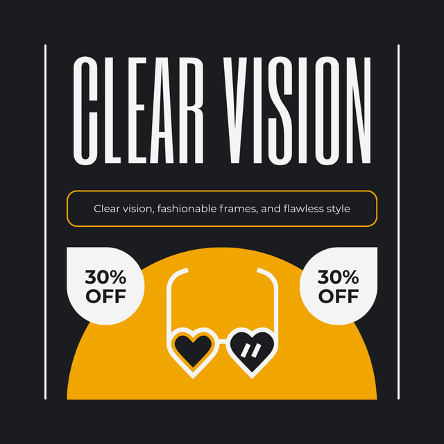 Plantilla de diseño de Discount on Glasses for Clear Vision Instagram 