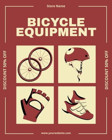 Bicycle Equipment Sale Ad on Red Instagram Post Vertical Design Template