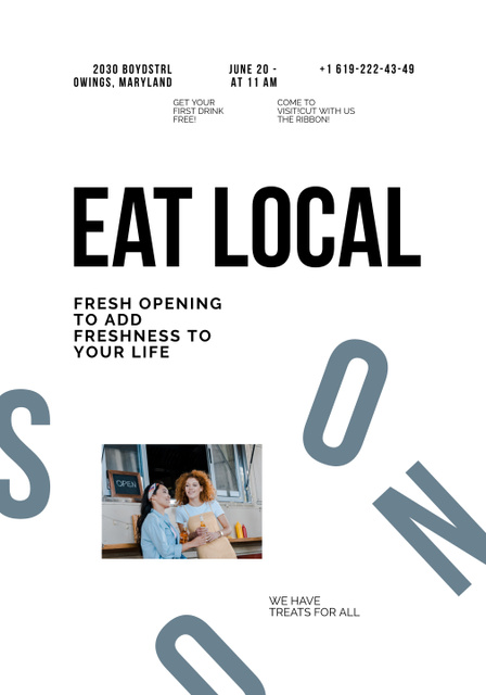 Local Cafe Opening Event Announcement Poster 28x40in – шаблон для дизайна