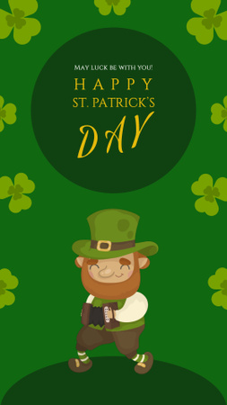 Patrick's Day Wishes With Shamrocks Instagram Video Story Design Template