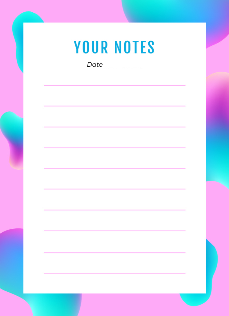 Personal Daily Routine Planner with Abstract Fluid Notepad 4x5.5in Design Template