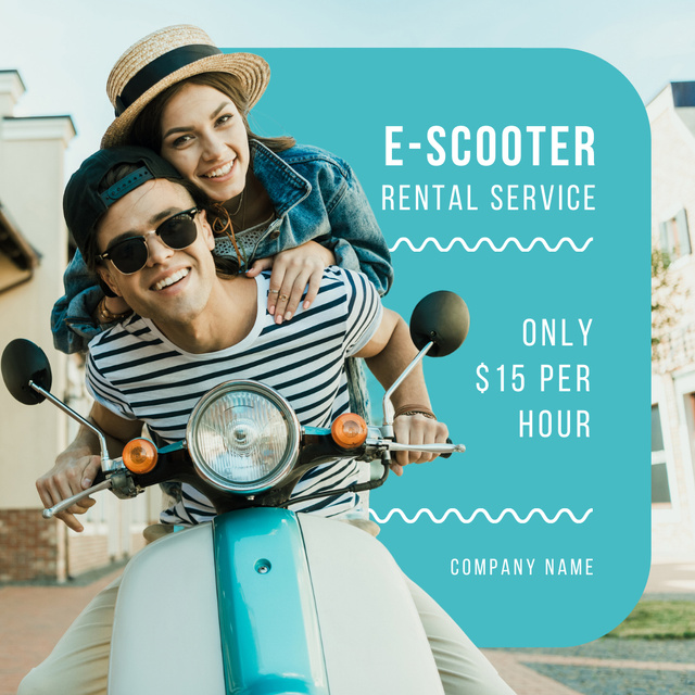 Happy Couple on Scooter Instagram Design Template