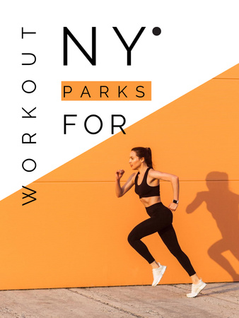Workout in New York parks Poster US Design Template