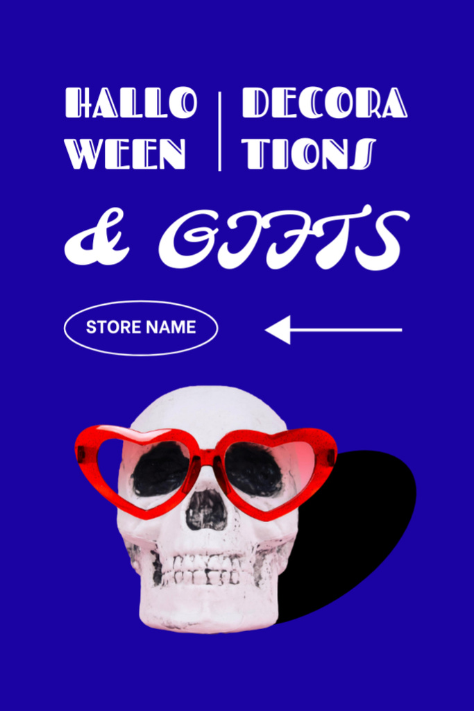 Funny Skull in Sunglasses for Halloween Flyer 4x6in Šablona návrhu